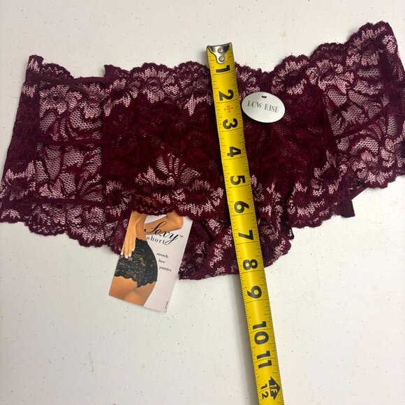 Women’s Lace Low Rise Boyshort Panty Set – 3 Pack (Wine, Hot Pink, Black) – NWT - Picture 3 of 8